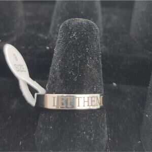 New LET THEM Silver Tone Ring Engraved Trendy Jewelry Gifts Size 9